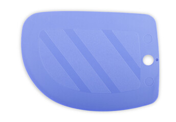 Blue rubber or silicone spatula with plastic handle for confectionery isolated on white background....