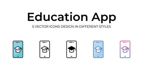 education app icons set vector illustration. vector stock,