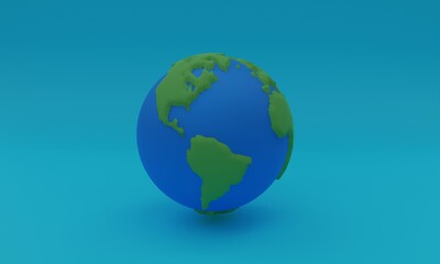Fototapeta na wymiar 3d illustration, planet earth, blue background, 3d rendering