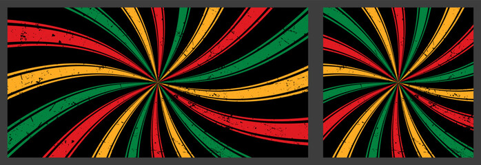 Black History Month Vintage Sunburst Texture Horizontal and square background. Black Lives Matter. African flag colors. Juneteenth festival. Social media post, website header, greeting card graphic