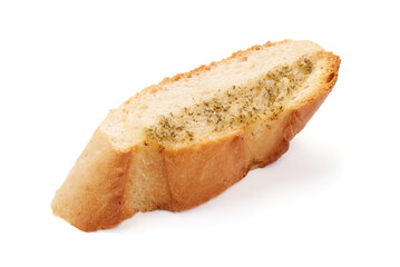 Fresh French Baguette with garlic, isolated on white background.