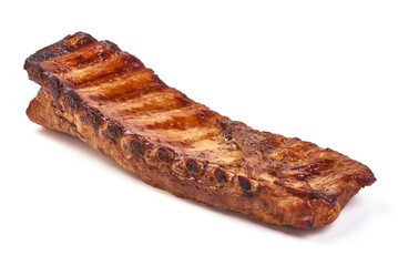 Grilled pork ribs, Delicious roasted hot ribs, isolated on white background.