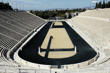 Panoramic view of Panathenaic stadium - Athens, Greece, March 3 2020.