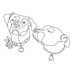 Dog one line drawing. Vector one line illustration.