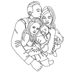 One line illustration mother and child. Continuous line drawing of family parenthood concept - happy Mother . One line vector art.