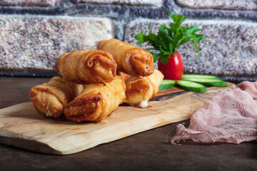 deep fried spring rolls, Por Pieer Tod or Fried spring rolls (Thai Spring Roll) Snacks and snacks that are popular with Thai and Chinese people. High quality photo