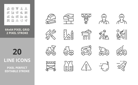 construction 64px and 256px editable vector set