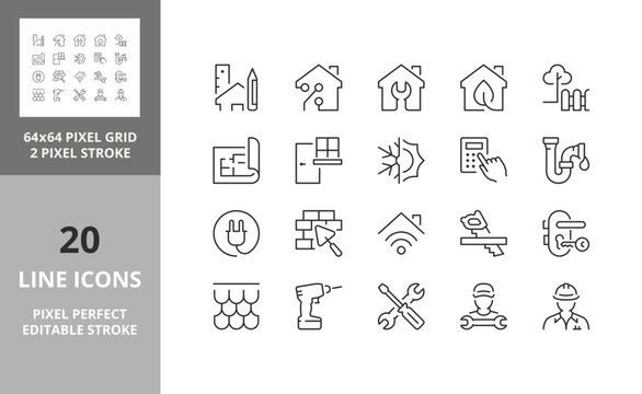 home renovation 64px and 256px editable vector set