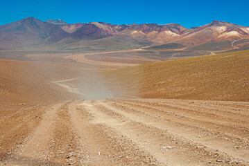 landscape with mountains in the bolivian altiplano