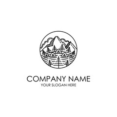 nature mountain outdoor view line art logo