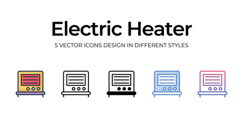 electric heater icons set vector illustration. vector stock,