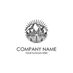 nature mountain outdoor view line art logo