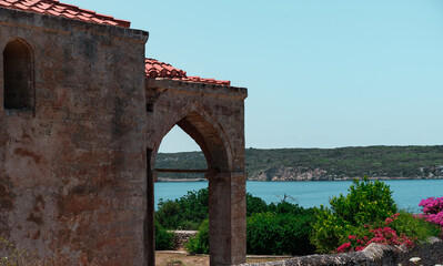 amazing view of Pylos Bay from Navarino fortress in Greece, seascape of peloponnese, sea, coast, historical landmark