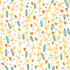 Cute autumn twigs - vector seamless pattern