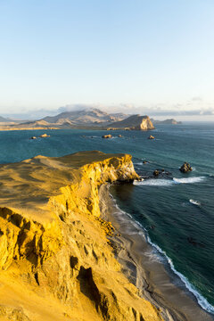 sunset over the sea in Paracas, Peru