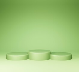3D Podium backdrop. Blank product shelf standing backdrop. Green concept