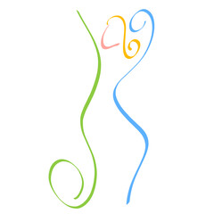 woman dancing dance with meaning or doing martial arts, abstract colorful creative logo