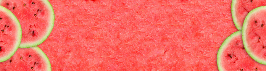 Banner, background with pulp red ripe watermelon.