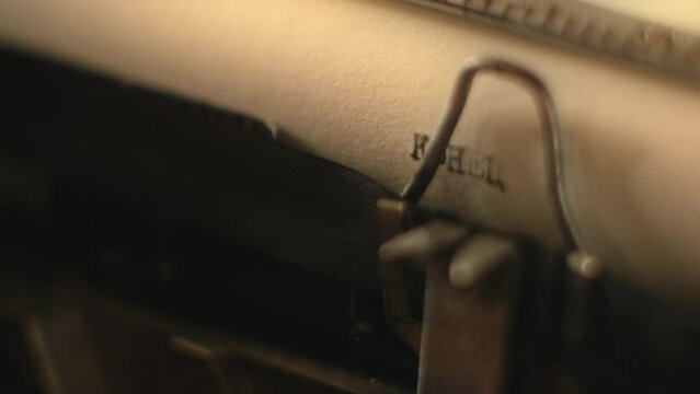 An old russian typewriter writing the word "End" in russian