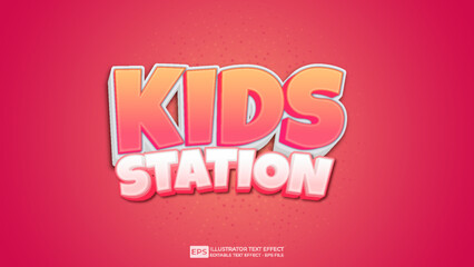 Fototapeta na wymiar Kids Station text effect editable 3d font effects 