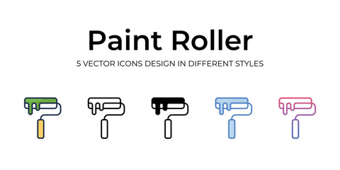 paint roller icons set vector illustration. vector stock,