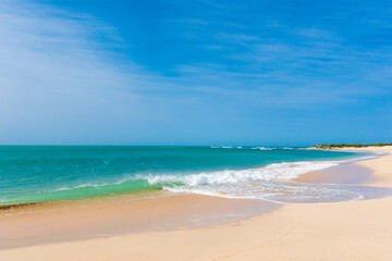 Idealyc sandy beach scene at Struisbaai in the Overberg, Western Cape, South Africa.