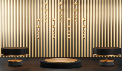 3D rendering of blank product background for cream cosmetics Modern black podium background