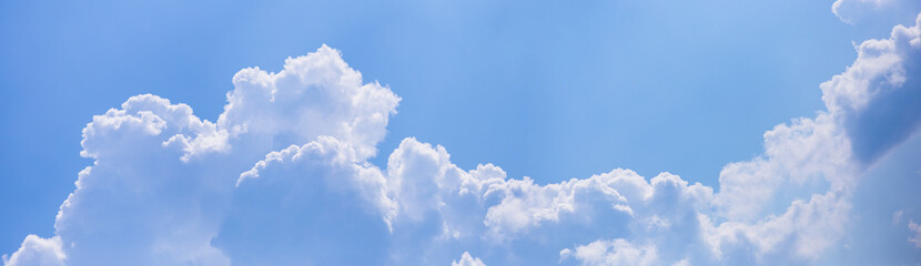 Sky panorama. Beautiful big clouds in the sky. Landscape of the power of heaven and nature. Copy space