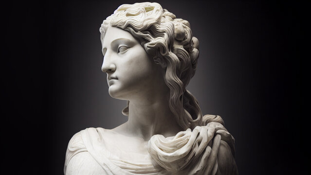 3D illustration of a Renaissance marble statue of Demeter. She is the Goddess of harvest, agriculture, and fertility. Demeter in Greek mythology, known as Ceres in Roman mythology.