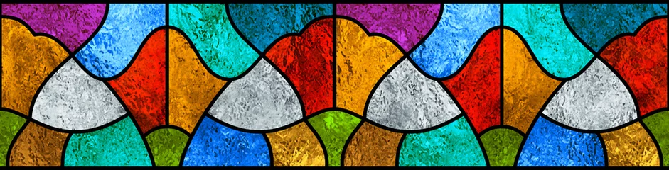 Papier Peint photo Coloré Sketch of a colorful stained glass window. Abstract stained-glass background. Art Nouveau decor for interior. Vintage pattern. Luxury modern interior. Transparency. Multicolor template.