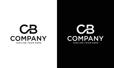 initial letter logo cb, bc, b inside c rounded lowercase logo  on a black and white background.