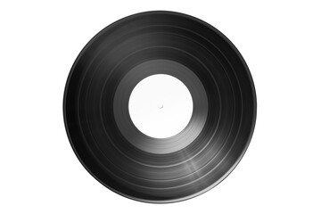 Top view of Vinyl record with bank label isolated