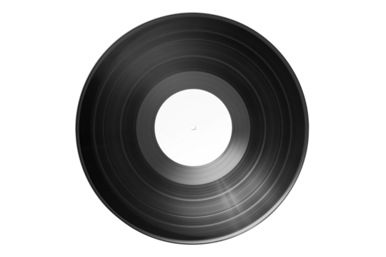 Top view of Vinyl record with bank label isolated