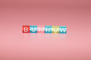 the word "burrow" made up of cubes