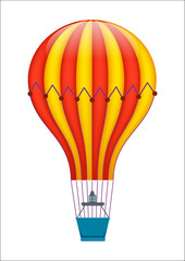 Colorful air balloon icon isolated on white background vector illustration. Aerostat airship, modern zeppelin, aerial vehicle dirigible, free flying aviation. © Alfazet Chronicles