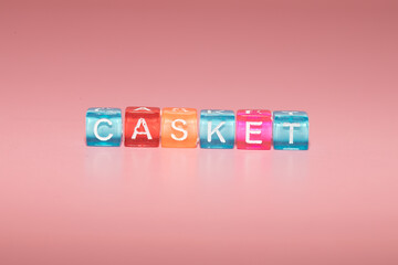 the word "casket" made up of cubes
