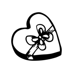 Linear doodle boxes in holiday packaging. Vector graphics.