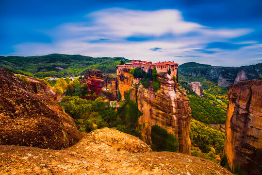 amazing view of popular place of Greece - Meteora mountains, popular place for tourists, exclusive - this image sell onle Adobe stock
