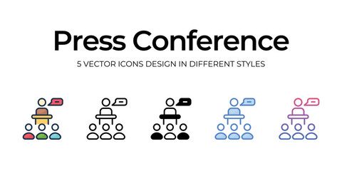 press conference icons set vector illustration. vector stock,