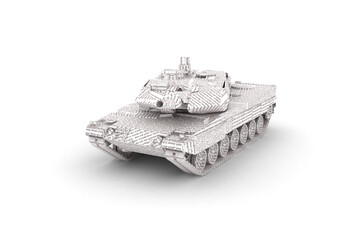 Wort als Waffe: Panzer-Modell gefromt aus bedruckten Buchseiten