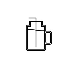 mug glass jar icon with straw on white background. simple, line, silhouette and clean style. black and white. suitable for symbol, sign, icon or logo