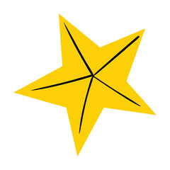Christmas star yellow- simple 5 point star - isolated on white. Vector isolated illustration.
