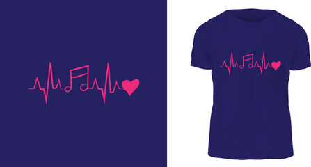 t shirt design concept, heartbeat, music, love