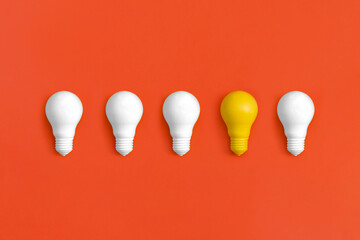 Light bulb on yellow background. Idea concept