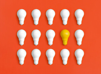 Light bulb on yellow background. Idea concept