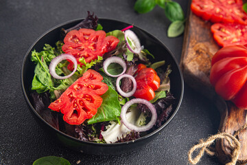 salad tomato vegetable fresh dish healthy meal food snack on the table copy space food background 