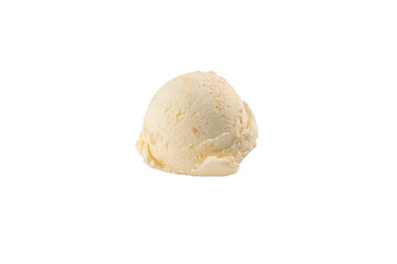 Delicious vanilla ice cream scoop, isolated on white