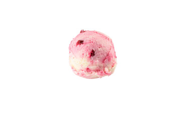 Delicious blackberry ice cream scoop, isolated on white