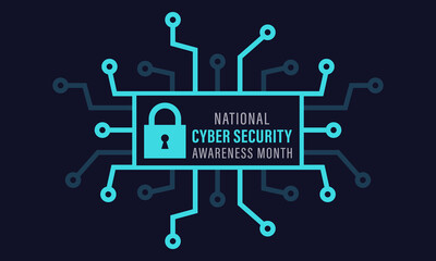National cyber security awareness month is observed every year in october. Cyber security banner vector isolated on background. Concept design for poster, greeting card and banner website.