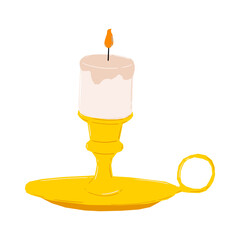 Retro candlestick. Scented candles made of soy and coconut wax. Vector isolated illustration.